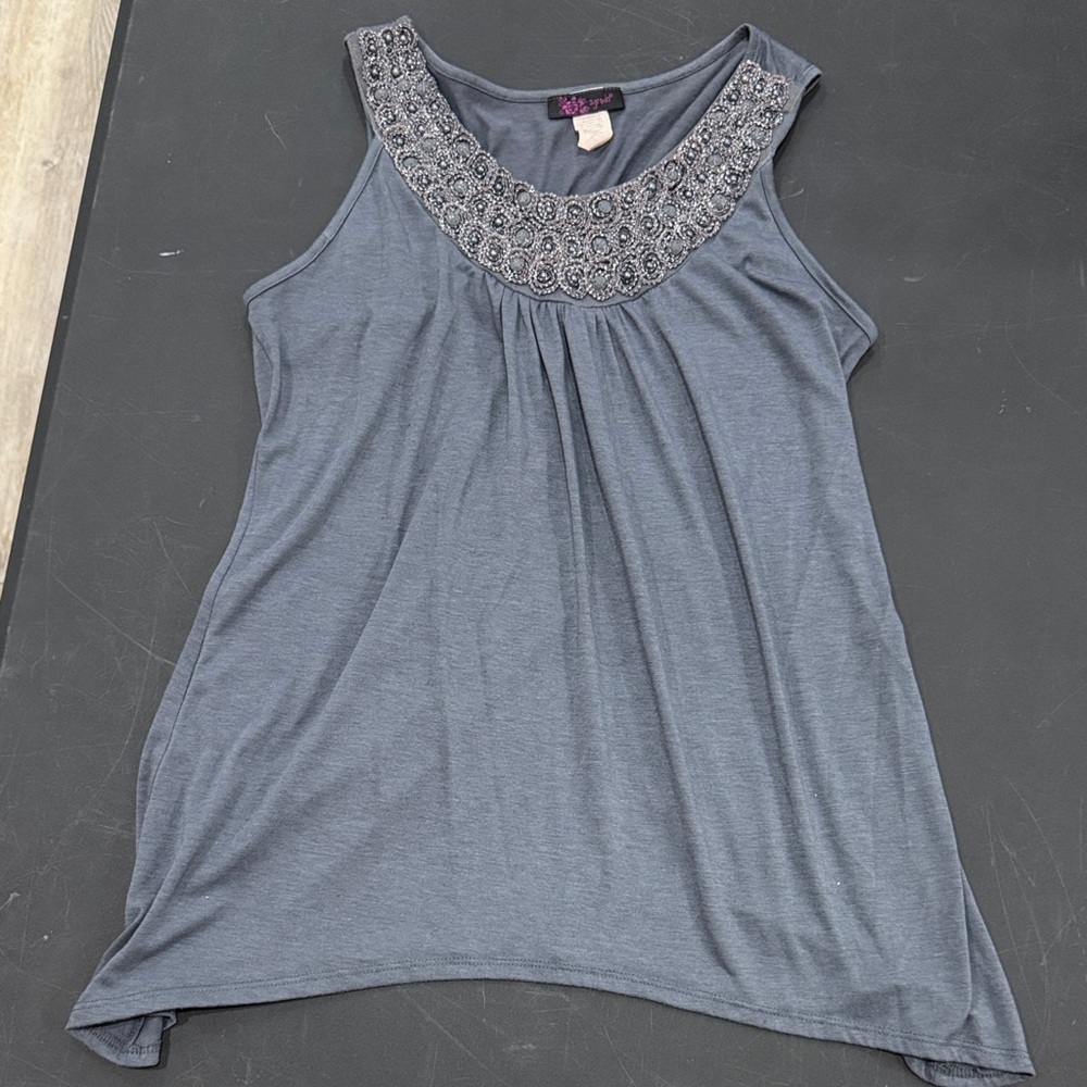 Agenda Slate Blue Embroidered Blouse